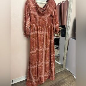 Pink Lily Terracotta Long Sleeve Maxi Dress